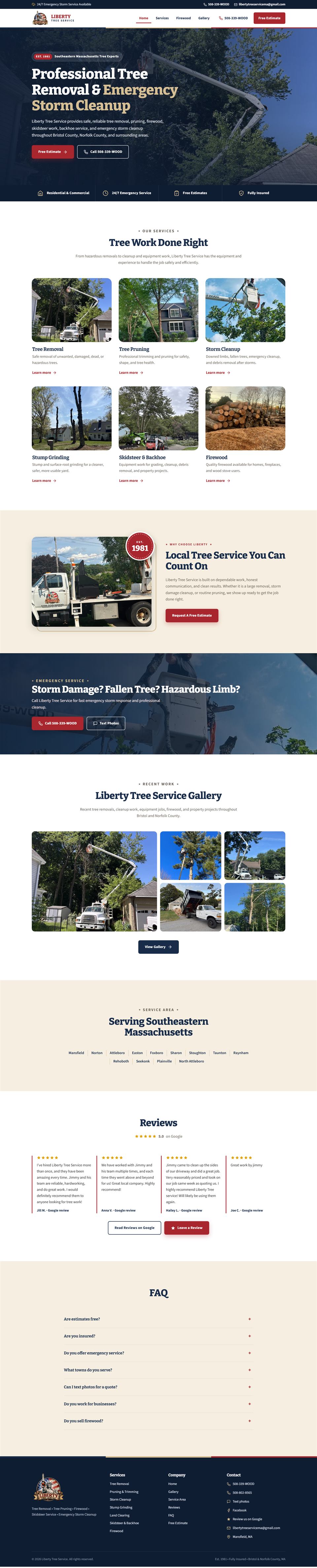 Liberty Tree Service home page